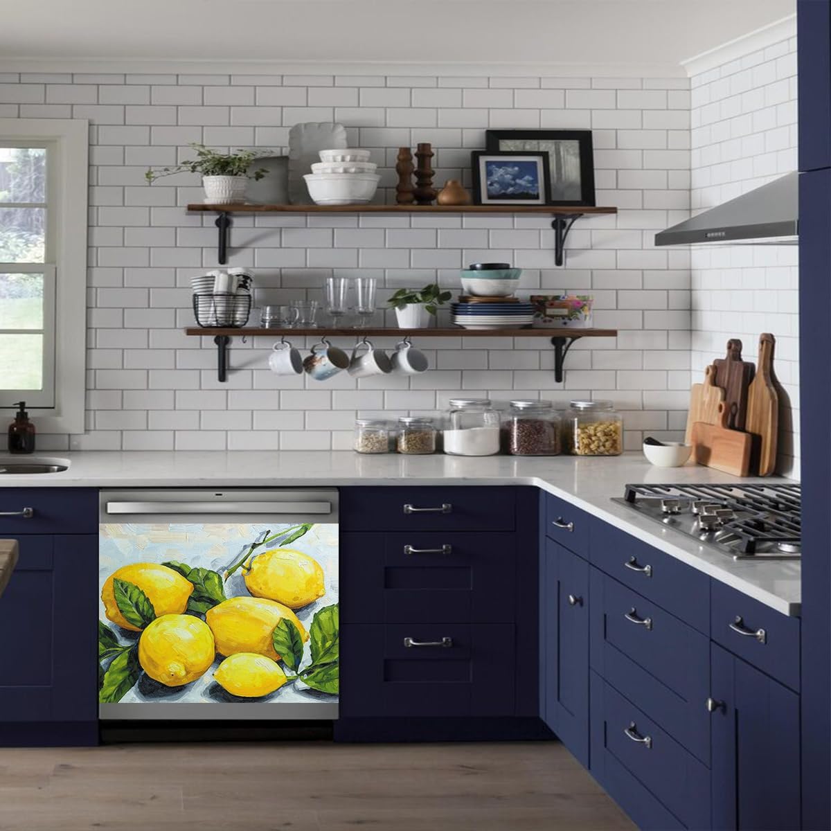 Oil Painting Lemon Decor Dishwasher Magnet Cover Sticker Farmhouse Magnetic Refrigerator Panels Decal Fridge Magnets Stickers 23" Wx17 H