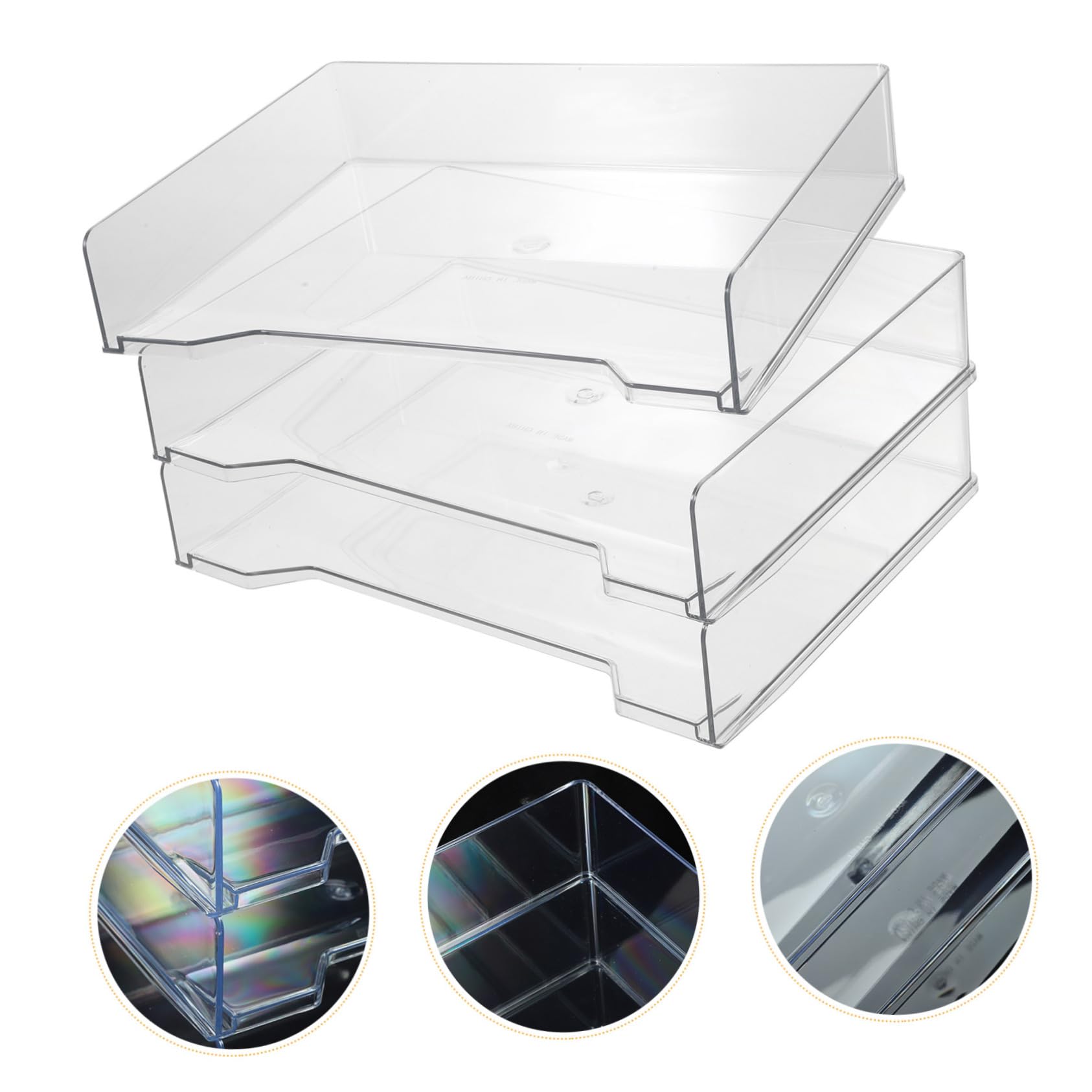 OSALADI 3 Piezas Organizador de Escritorio Apilable de Recipiente Transparente para Almacenamiento de Archivos para Oficina Escuela y Accesorios de Oficina y de Papelería