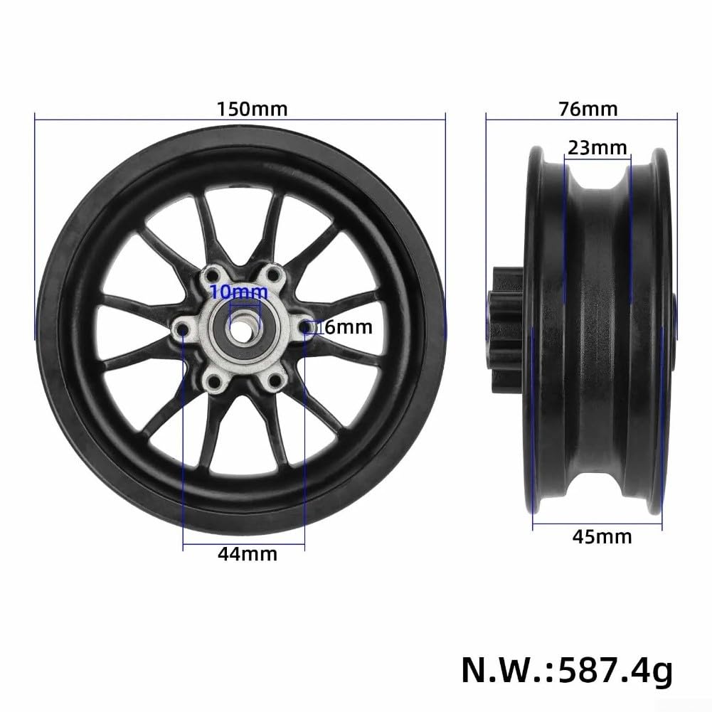Roues de trottinette électrique, pneus avant et arrière 9 x 3,0-5,5 sans chambre à air pour scooter Kukirin G2 Pro DB (roues + pneus noirs)