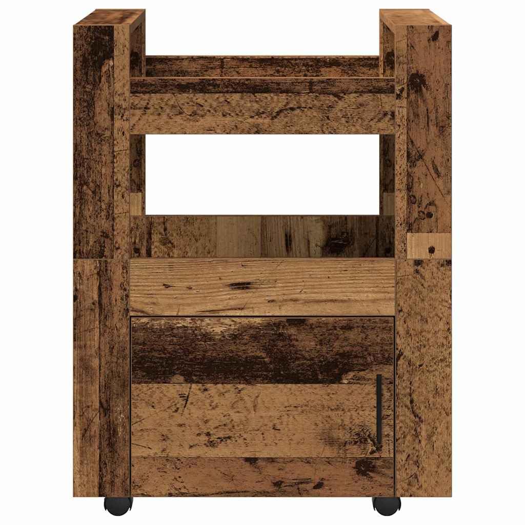 Générique Wózek kuchenny z drewna konstrukcyjnego 60x45x80 cm | Wielopoziomowe przechowywanie, przegródki półkowe, kompaktowa konstrukcja, łatwa pielęgnacja, łatwy montaż