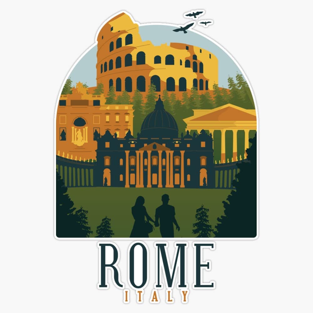 Rome Italy Skyline Design Gift Present Birthday Christmas Sticker Sticker Decal Bumper Sticker Waterproof 5"