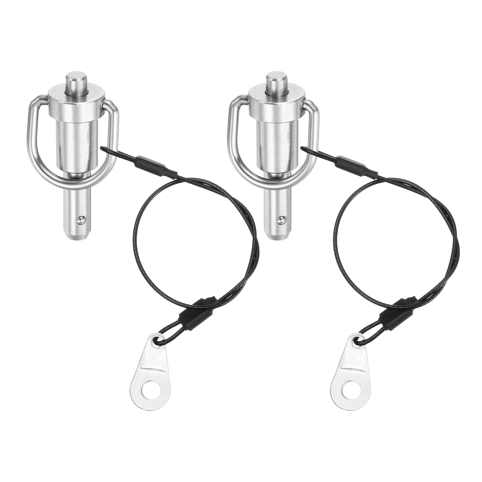 uxcell 2 Pcs Quick Release Pin, 5/16" x 0.5"(Dia. x L) Push-Button Ball Locking Pin 304 Stainless Steel Ring Handle Locking Pin with Wire for Audio
