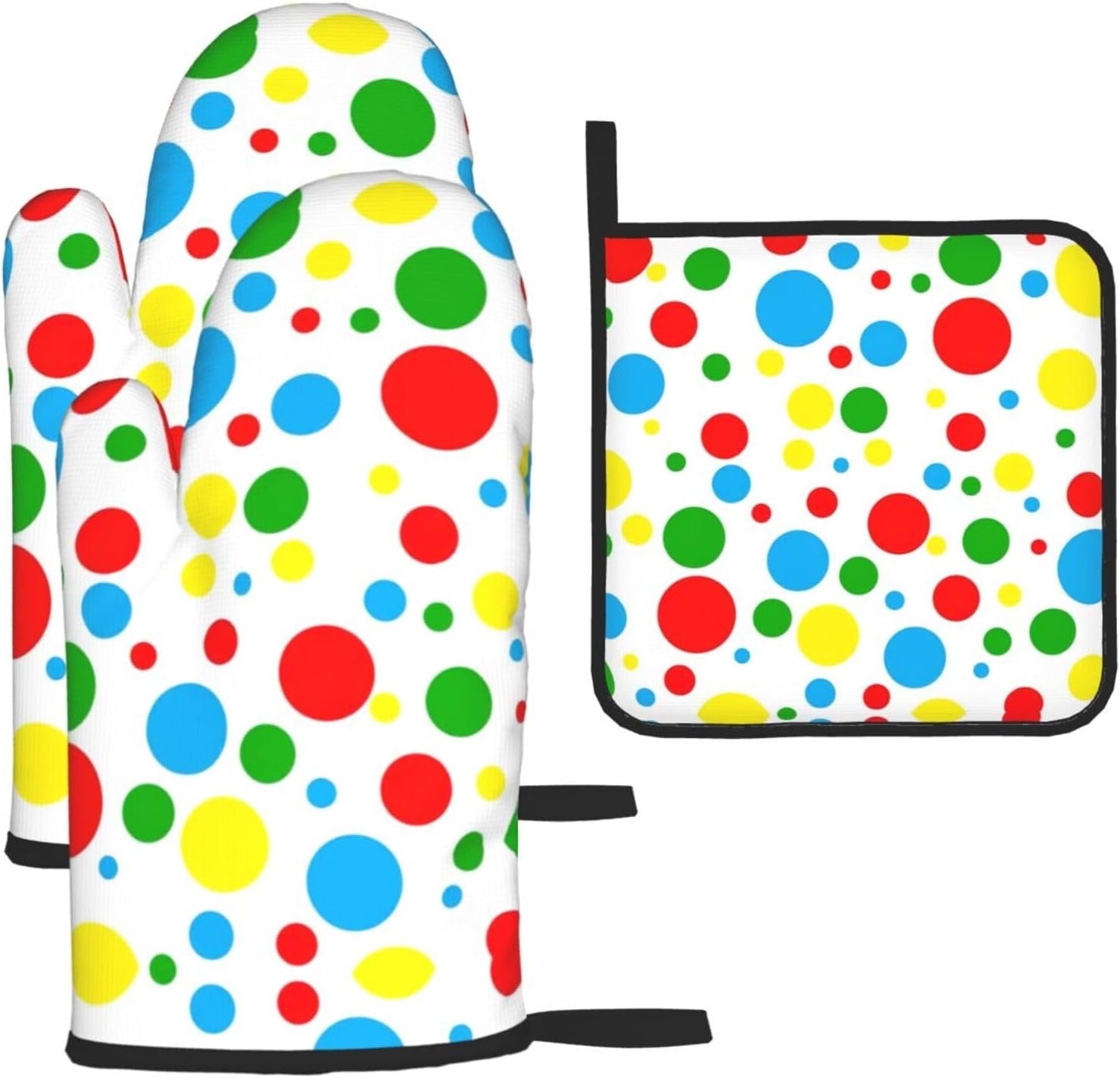 Colorful Polka Dots Print Heat Resistant Microwave Gloves, Used for Baking, Cooking, and Fashion Kitchen Essentials