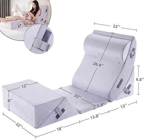 Miniatura 2 de BDEUS Juego de 6 almohadas ortopédicas de espuma viscoelástica de 22 pulgadas de ancho para dormir después de la cirugía, alivio del dolor, reflujo