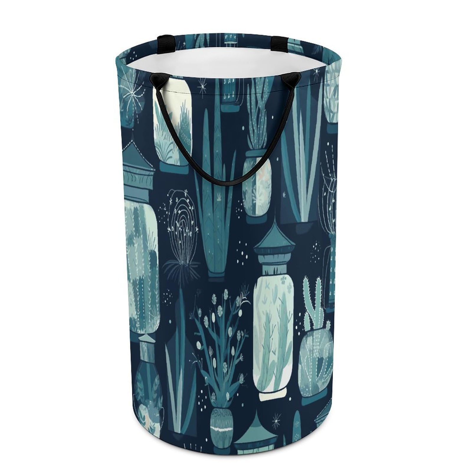 Succulent Plants And Cactus Laundry Hamper Waterproof Polyester Laundry Baskets Collapsible Dirty Clothes Storage Basket Clothes Hampers with Sturdy Handles for Travel Bedroom