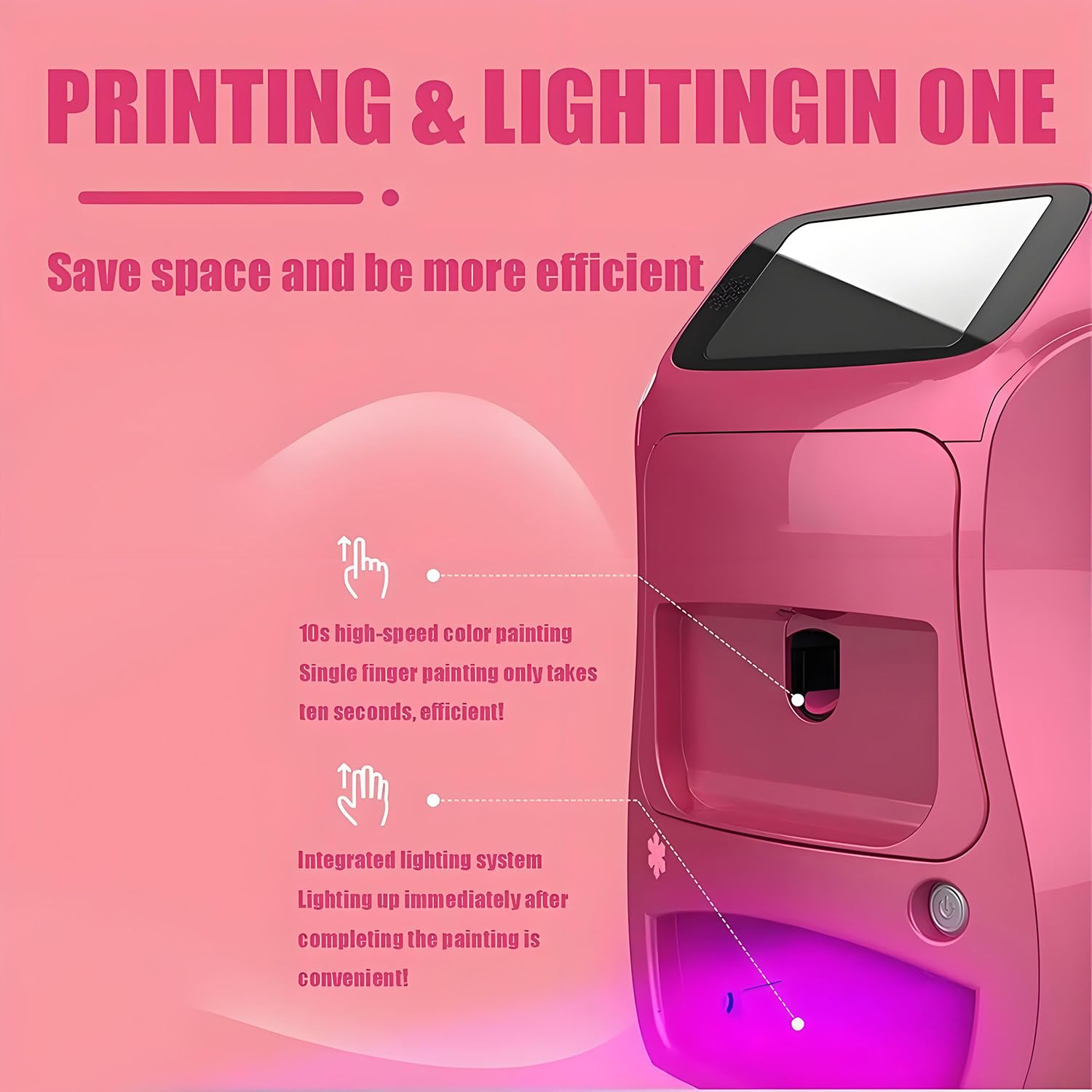 Máquina Inteligente para Pintar uñas 3D, Impresora portátil Digital móvil para decoración de uñas con Pantalla táctil, Belleza y Cuidado Personal para uñas en casa de niñas Pink