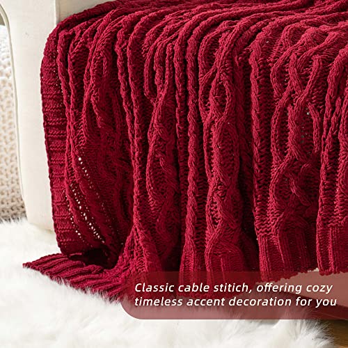 Battilo Christmas Dark Red Throw Blanket For Couch, Bed, Sofa, 51"X67", Woven Chenille Knit Throw Blankets, Gift Blanket, Cozy Fall Warm Decorative Textured Throw Blanket For Living Room. #TOP7