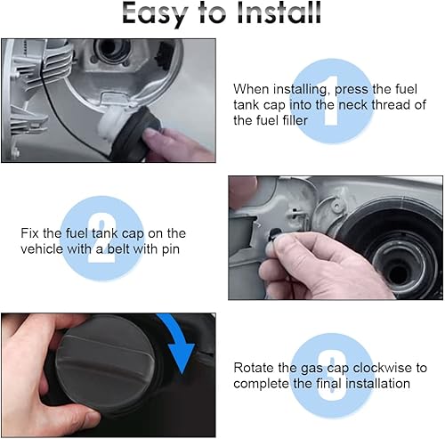 Miniatura 3 de Zerone Tapa del depósito de combustible, cubierta de montaje de tapa de gas ABS con correa TETHER 17251-3JA0A Reemplazo para Infiniti JX35 QX60