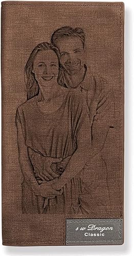 Carteras personalizadas para hombres, cartera larga de cuero con foto grabada personalizada para hombres, billetera personalizada con fotos regalos