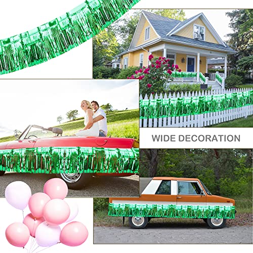 Image of 4 Pack 39 Feet Float Fringe Curtains, Metallic Foil Fringe Garland Shiny Tassel Foil Float Parade Float Decorations for Trailer Car Graduation Homecoming Outdoor Indoor St Patrick's Party (Green)