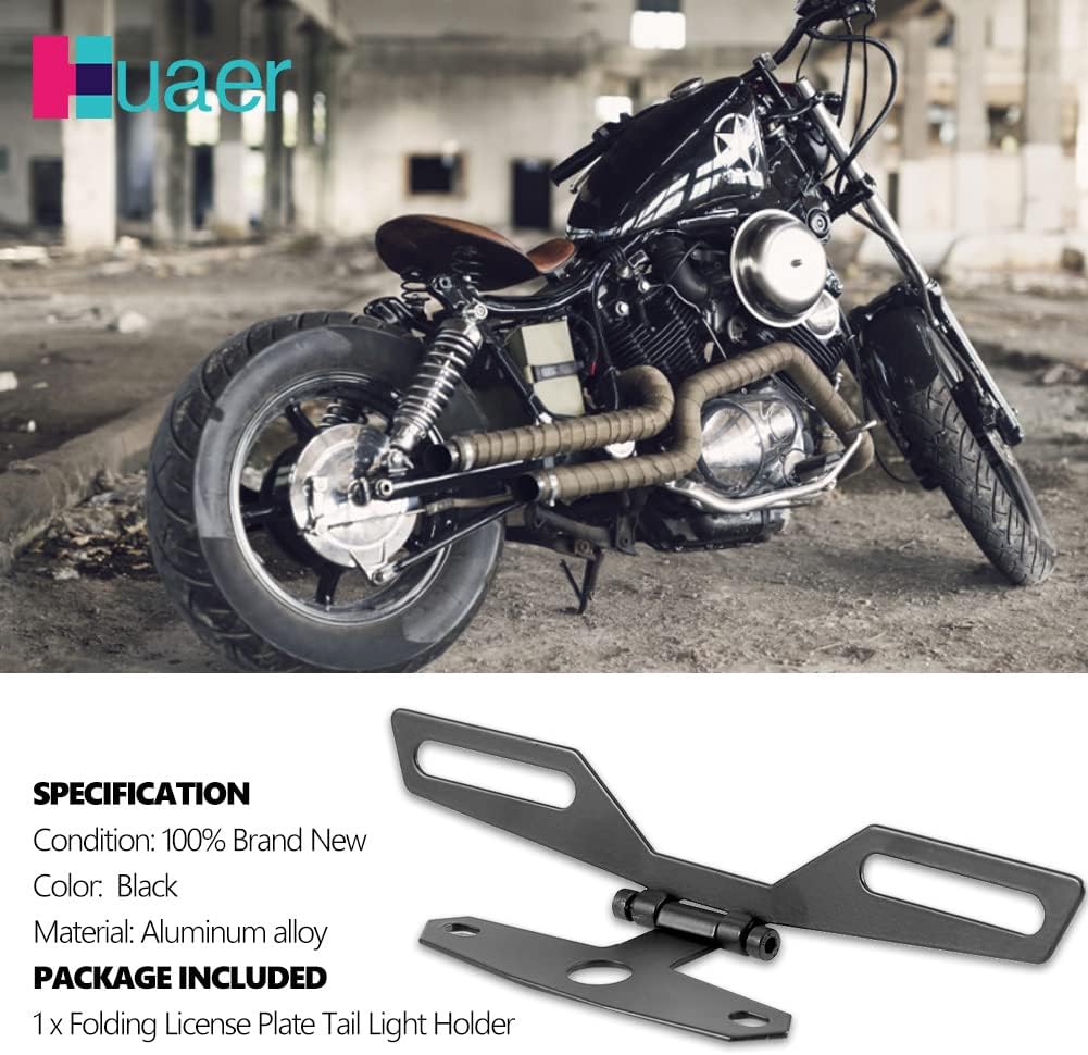 Akozon License Plate Frame Bracket, Universal License Plate Frame Holder Folding License Plate Mount Tail Light Holder Rear Bracket Mount For Motorcycle ATV