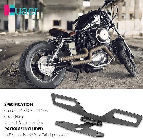 Miniatura 2 de Akozon Soporte de marco de matrícula, soporte universal para marco de matrícula plegable, soporte de luz trasera para motocicleta, ATV