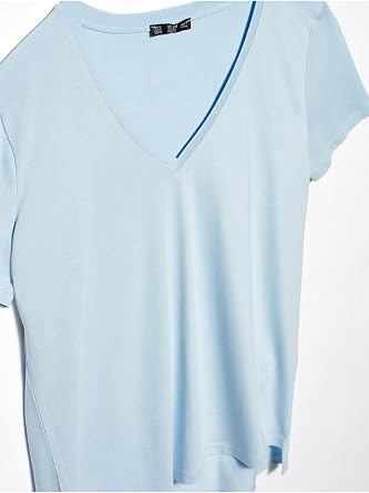DILVIN Kadın V Yaka Basic T-shirt Kısa Kollu Pamuklu Günlük Yazlık Tişört