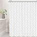 Riyidecor Striped Herringbone Chevron Shower Curtain Panel 72x96 Inch Free Metal Hooks 12-Pack Extra Long White Geometric Decor Fabric Bathroom Set Polyester Waterproof