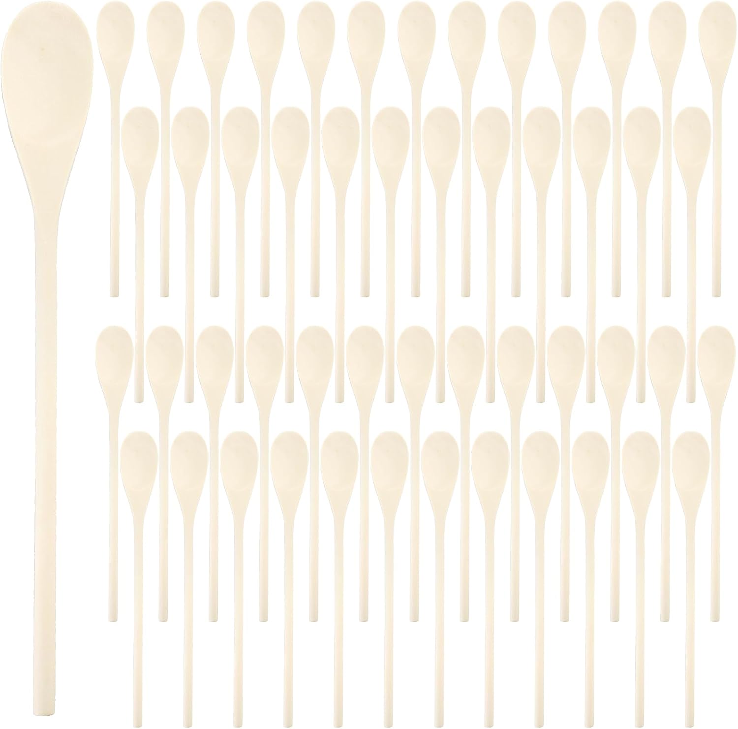 50 Pieces Long Wooden Spoons, 12 Inch Disposable Mixing Scoop