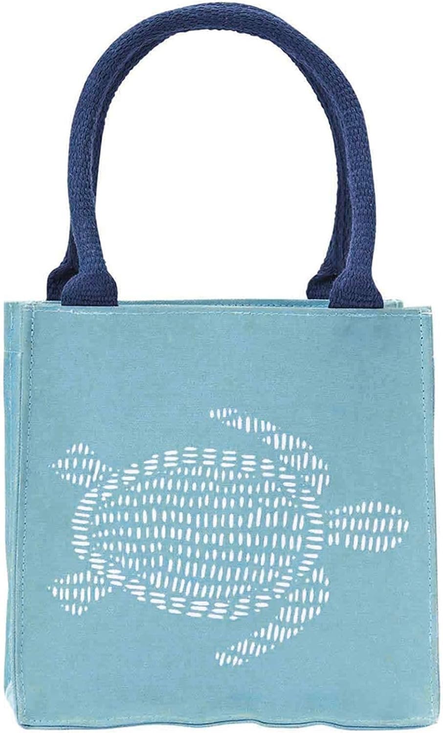 rockflowerpaper Sea Turtle Reusable Itsy Bitsy Gift Bag, 8-inches Height, 100% Biodegradable Cotton Canvas