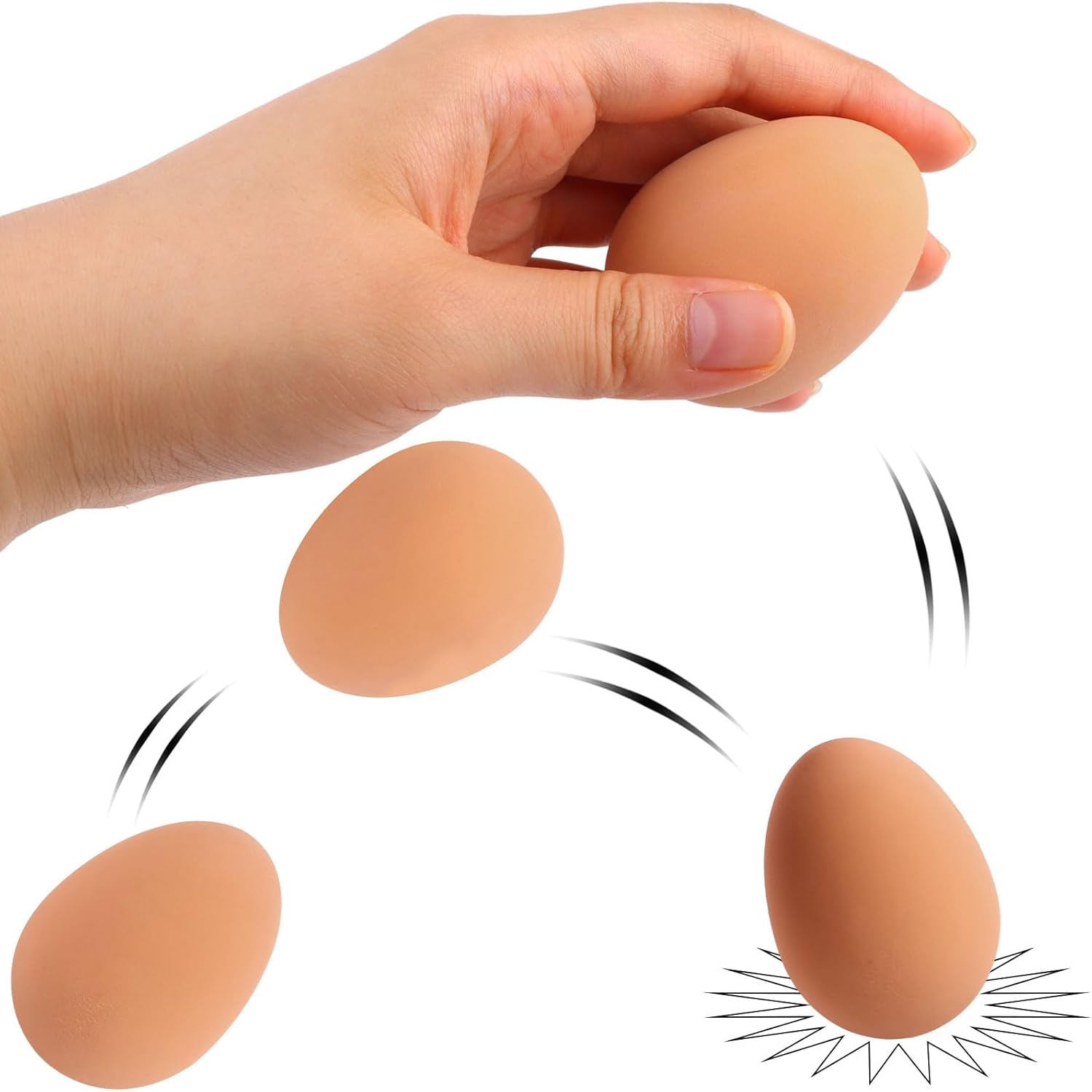 12 Pcs 2.16 Inch Rubber Bouncing Egg Brown Fake Bouncy Balls Realistic Soft Bouncing Eggs Bulk for Easter Party Favors Funny Pet Toy
