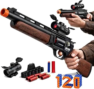 Realistic Toy Foam Blaster Sniper with Scope, Toddler Toy Dart Blaster with 120 Soft Foam Darts, Goggles, Air Pocket Technology Outdoor Game, Easter Basket Stuffers Kids Toys for Ages 8-12 Boys Girls
