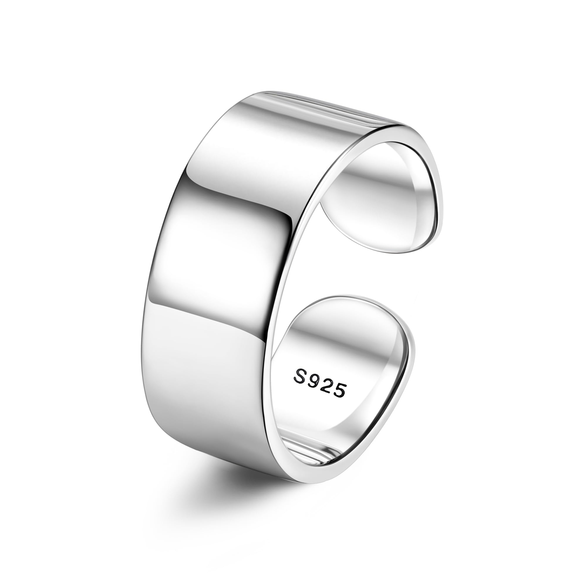 ChriscocoAnillos de Plata de Ley 925 para Mujer Ajustable Anillo de Banda Anillos de Compromiso Alianza Boda Anillo Abierto para Mujer 1/2/3/4/5/6/8/10/15MM