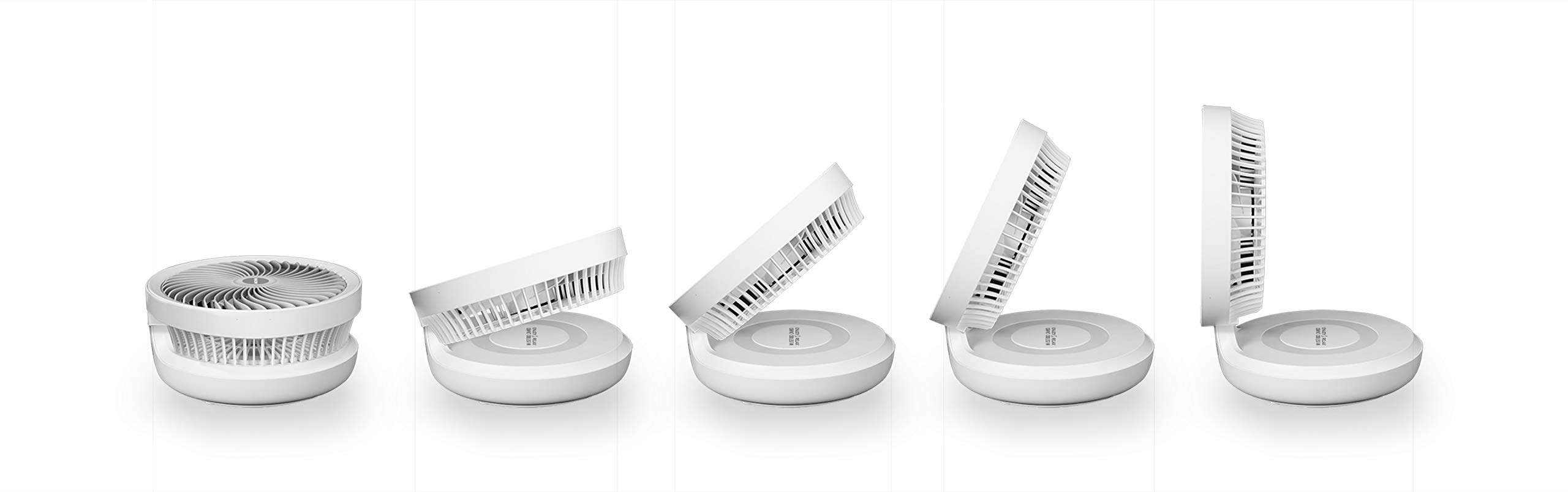 Macom Enjoy & Relax 990 Compact Ventilateur de Table sans Fil Rechargeable USB, diamètre 19 cm, Blanc