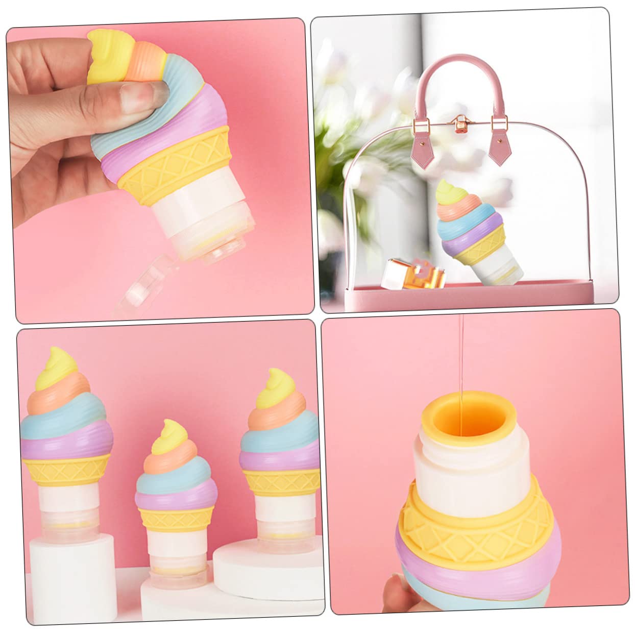 MAGICLULU 3 Set Di Piccole Bottiglie Da Viaggio in Silicone Contenitori Per Articoli Da Toeletta Per Shampoo Contenitori Per Liquidi Da Viaggio Ricaricabili Pompa 3 Pezzi*3
