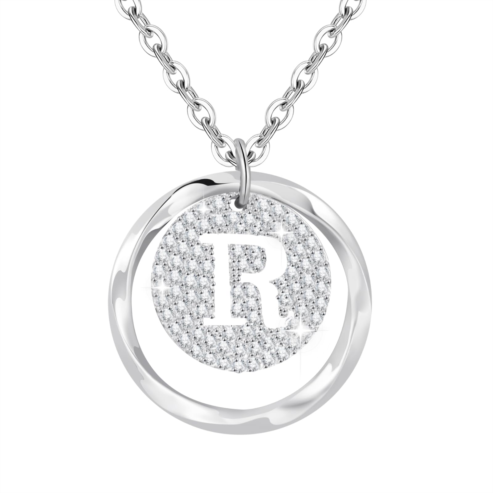 A-Z Initial Necklace for Women in 925 Sterling Silver Personalized Necklace with Silver Letter Necklace with Cubic Zirconia Adjustable Silver Jewelry for Women — view 24