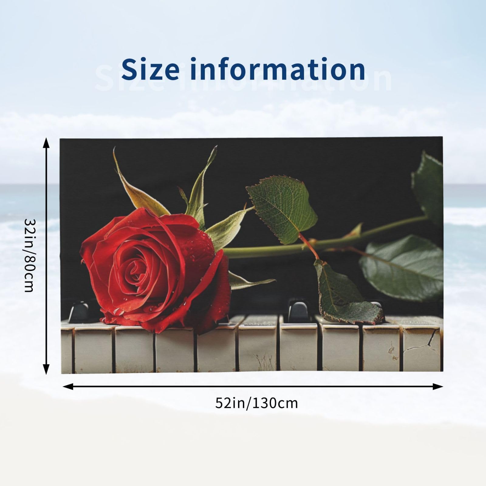 DCEHGEW Red Rose On Piano Printed Microfiber Bath Towels 52x32 Inch, Highly Absorbant Beach Towel Bath Sheets for Bathroom Travel Hotel Spa