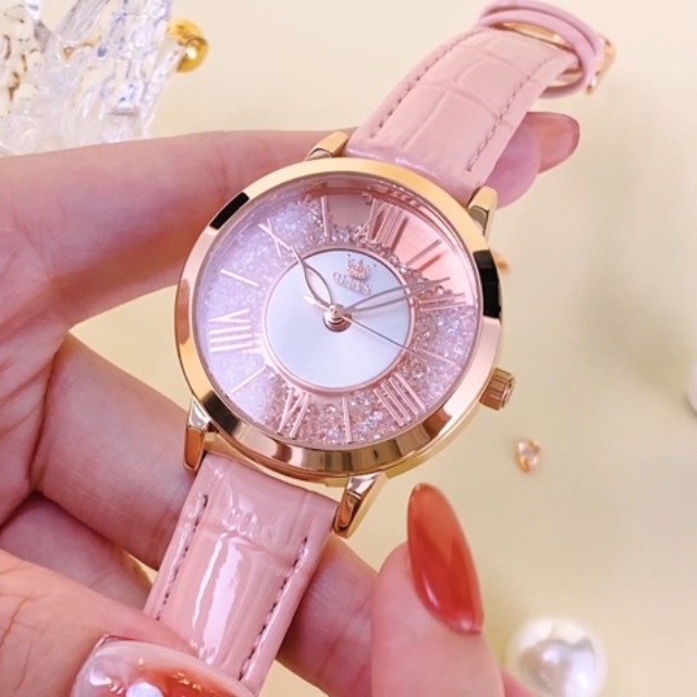 Olevs Women\'s Pink Vintage Leather Waterproof Reloj Mujer Quartz Luxury Watch Amazon.com: OLEVS Watch for Women Rose Gold Ladies Ceramic  main image 4
