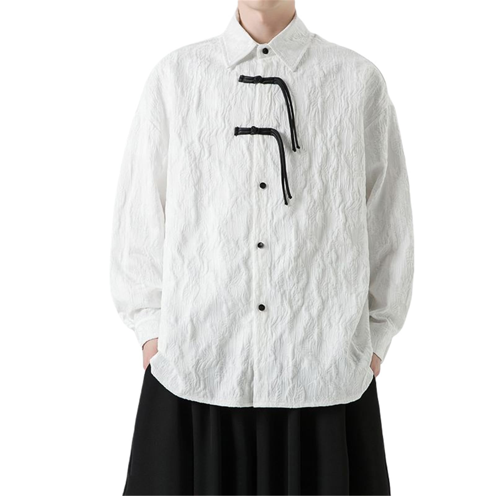 Camisa de manga corta transpirable estilo chino para hombre 8