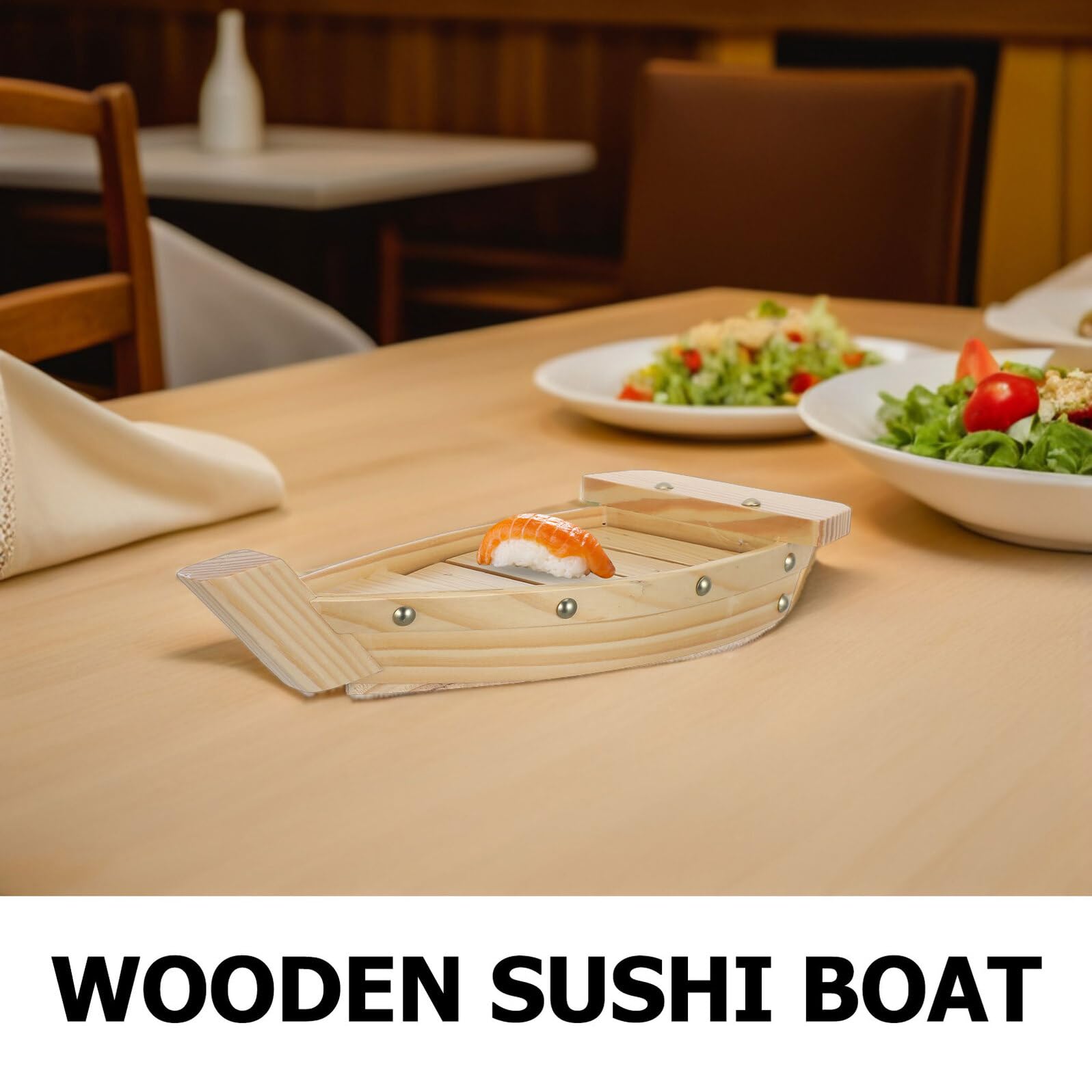 HEMOTON Bois Plat de Sushi, Style Japonerie, Forme Bateau