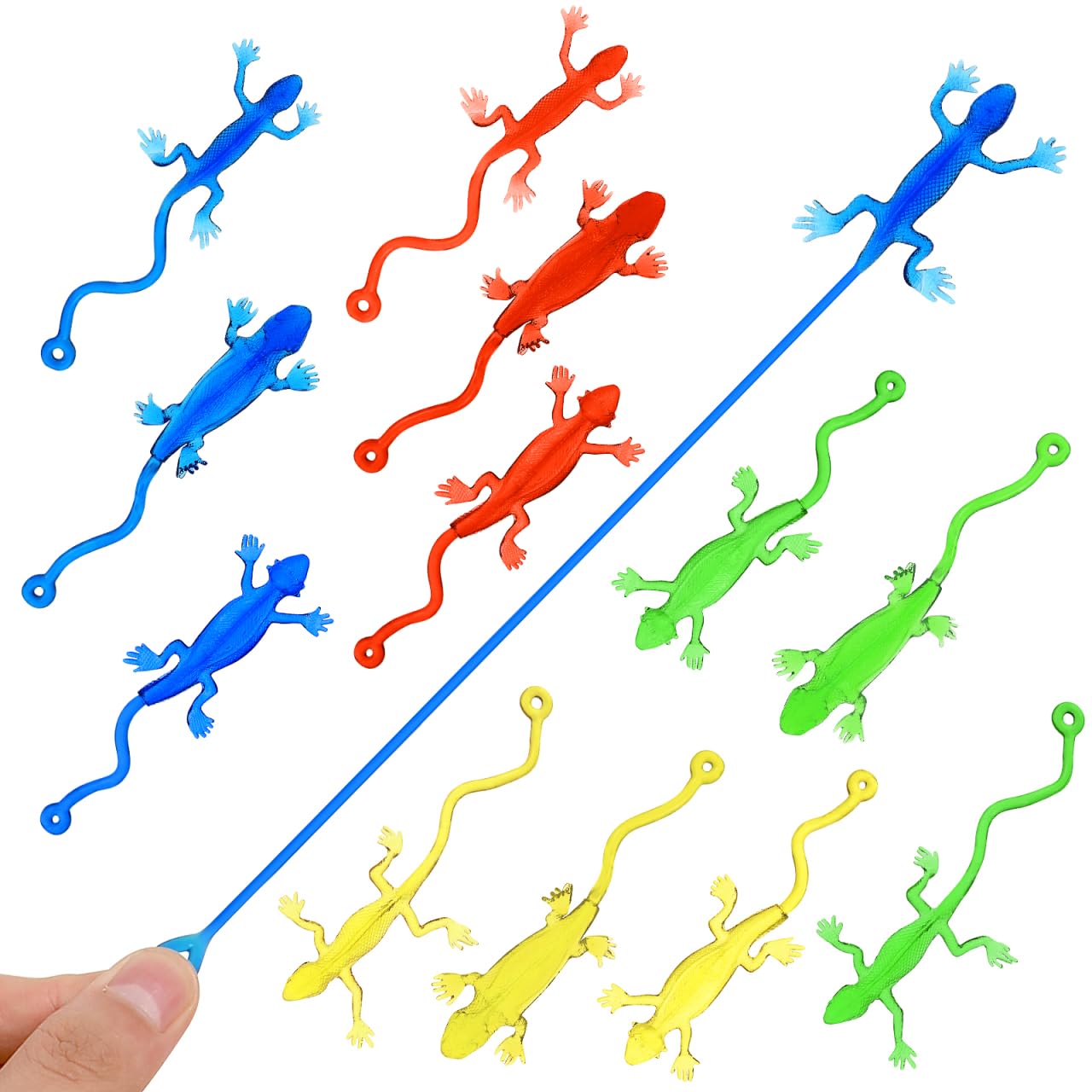 Alipis 20Pcs Sticky Lizards Gecko Rubber Lizards for Fun Valentine's Day Games, Stretchy Treasure Box Toy Classroom Prize Student Mini Toys Bulk Prize Fillers Slap Hand Party Favor Boy Girl