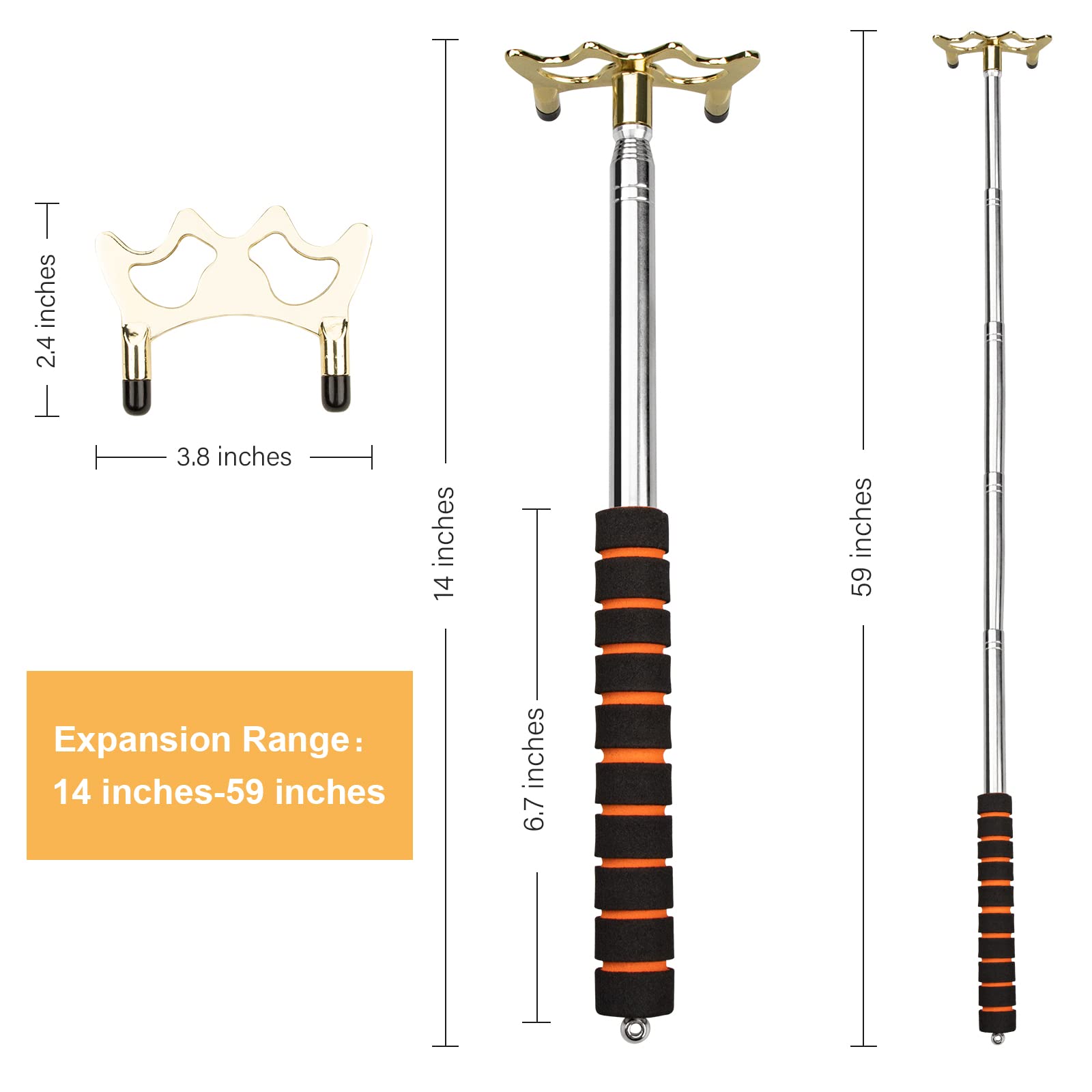Adhafera Billards Cue Stick Bridge, Extension Snooker Cues Bridge with Brass Bridge Head, Retractable Pool Rest Stick, Snooker Accessories for Snooker, Game, Competition