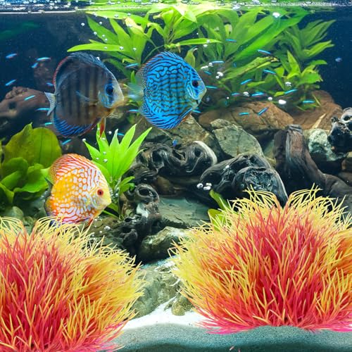 Image of 2PCS Fish Tank Plants Aquarium Plants Decorations Artificial Plastic Fish Tank Accessories Silk Green Natural Style Aquarium Plant (Pale Yellow)
