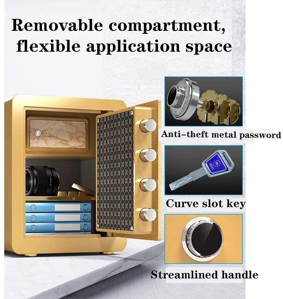 RLKHXBS Fireproof Waterproof Safe and Money Box, Safety Boxes for Cabinet Home Safes Combination Lock, Steel Mechanical Anti-Theft Device Key Password