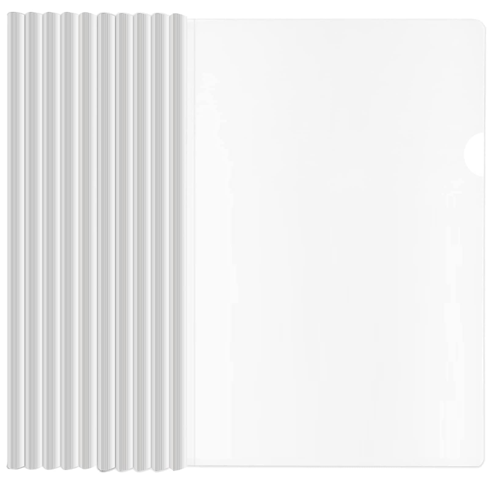 スライドファイル A4 大容量 クリアホルダー クリアファイル収納 透明カラー レールクリアホルダー 約80枚のA4コーピー用紙収納可 資料収納 書類保護 ビジネス フォルダー 会議 書類整理 資料収納 書類保護 10個セット (白)