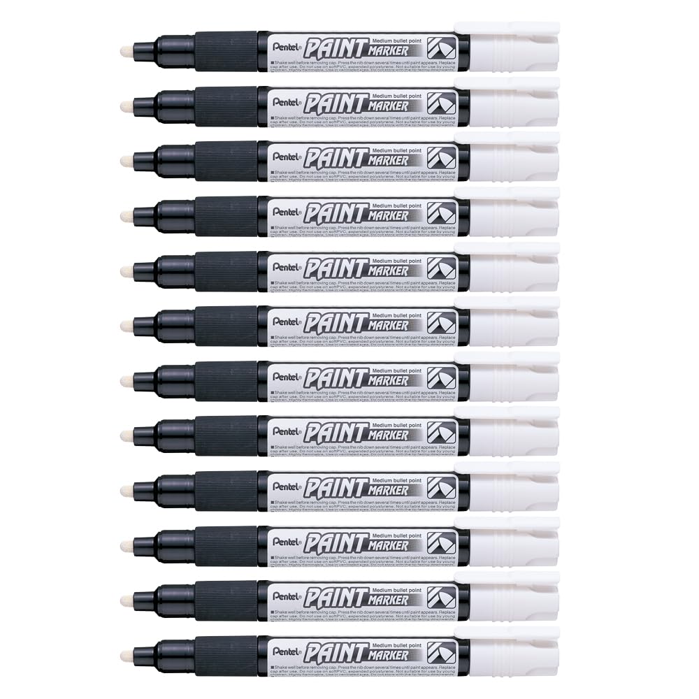 Pentel Bala Puntos Marcador Pintura, Blanco Tinta, 1 Paquete de 12 Rotuladores