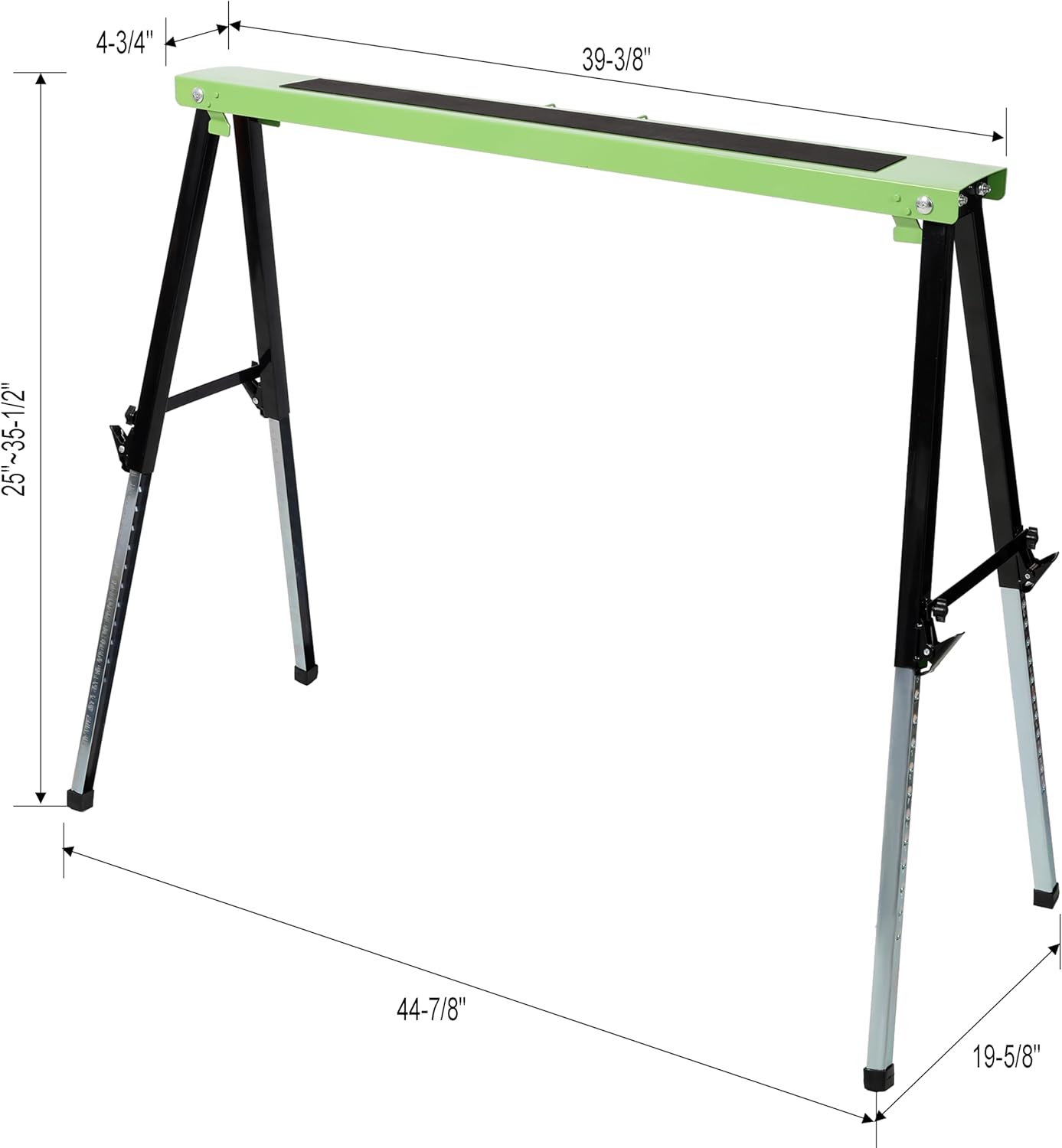 Saw Horses 2 Pack, Folding Sawhorse Heavy Duty Steel Sawhorse Portable Sawhorse Workbench with Fast Open Legs and Convenient Handle for Garage, Workshop, Fully Assembled (Green)