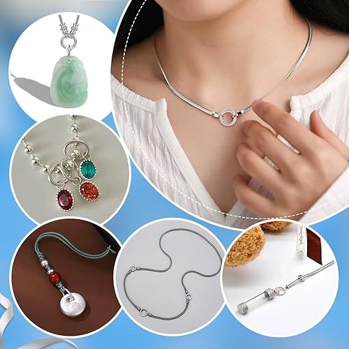 Miniatura 5 de PH PandaHall Anillo de plata de ley 925 para puerta de resorte, 2 piezas, collar redondo, mejoradores, anillos de conexión de joyería, cierres de