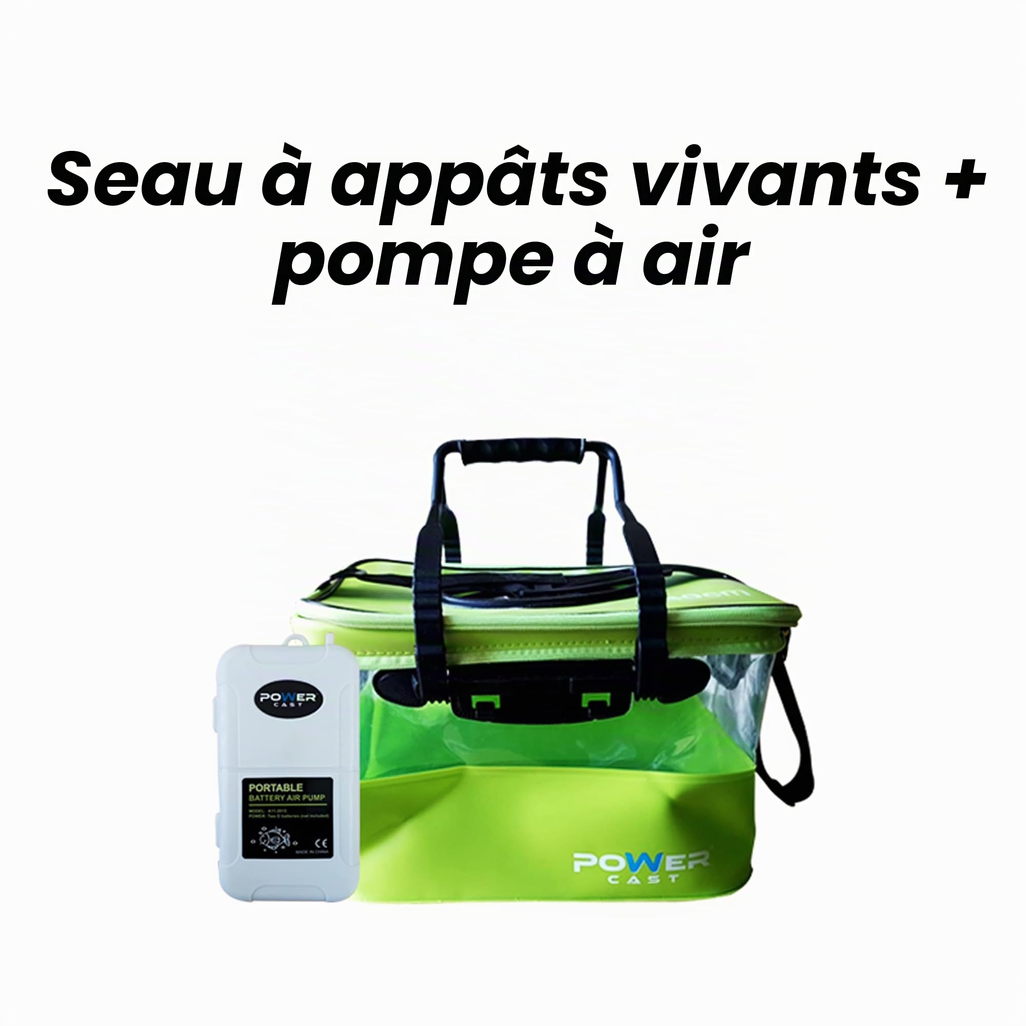 Seau à appâts vivants avec aérateur