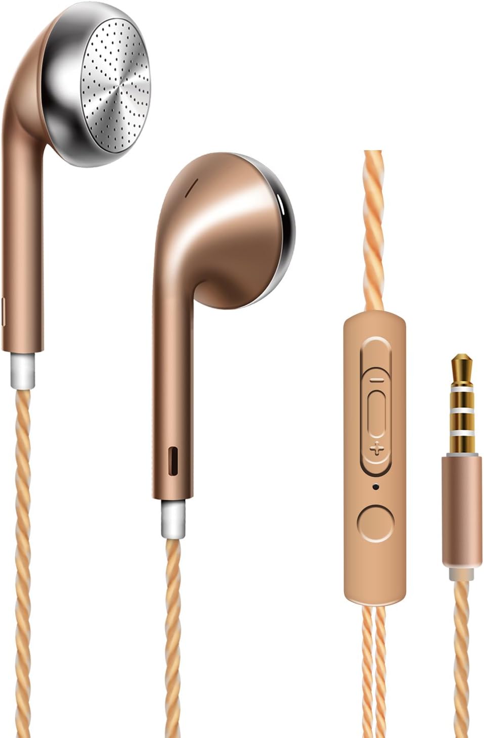 COSPOR In-Ear Wired Headphones, Wired Earbuds Earphones with Microphone for All 3.5mm Interface Device(Gold)