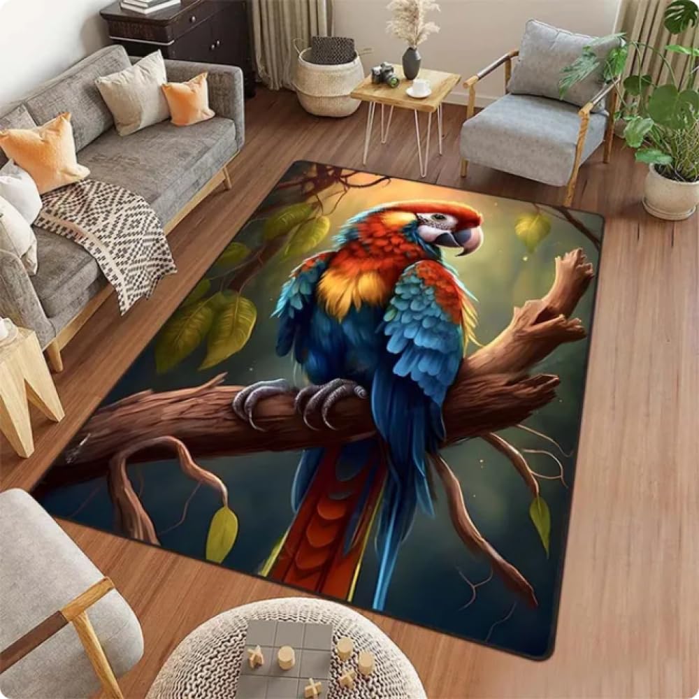 Tapis pour salon chambre à coucher imprimé motif perroquet 80x150