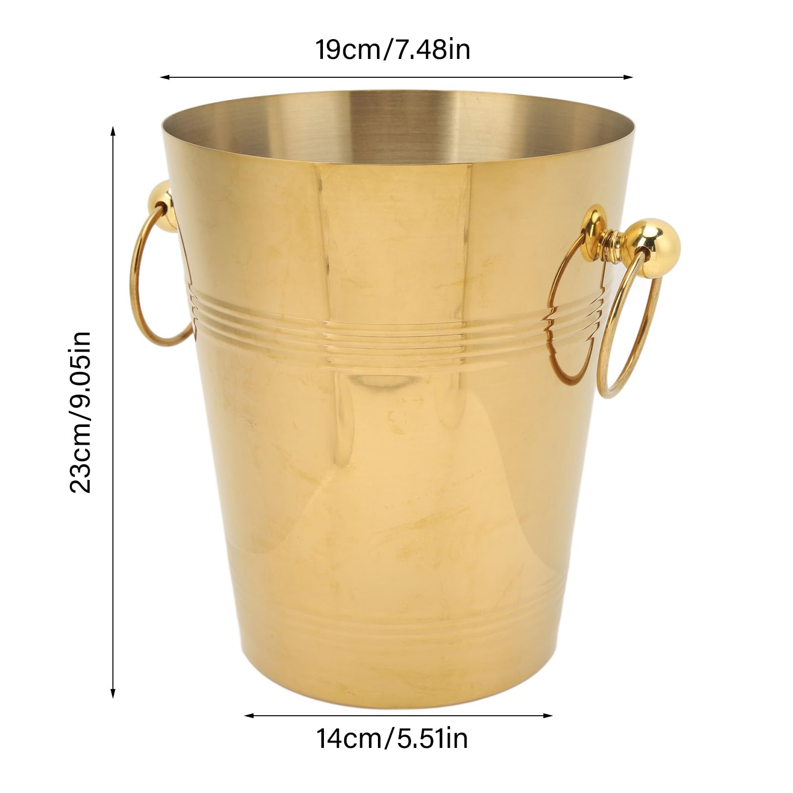 Secchiello per il Ghiaccio in Acciaio Inossidabile con Doppi Manici e Finitura Lucida per Birra, Champagne, Soda, Refrigeratore per Vino di Grande capacità (L)