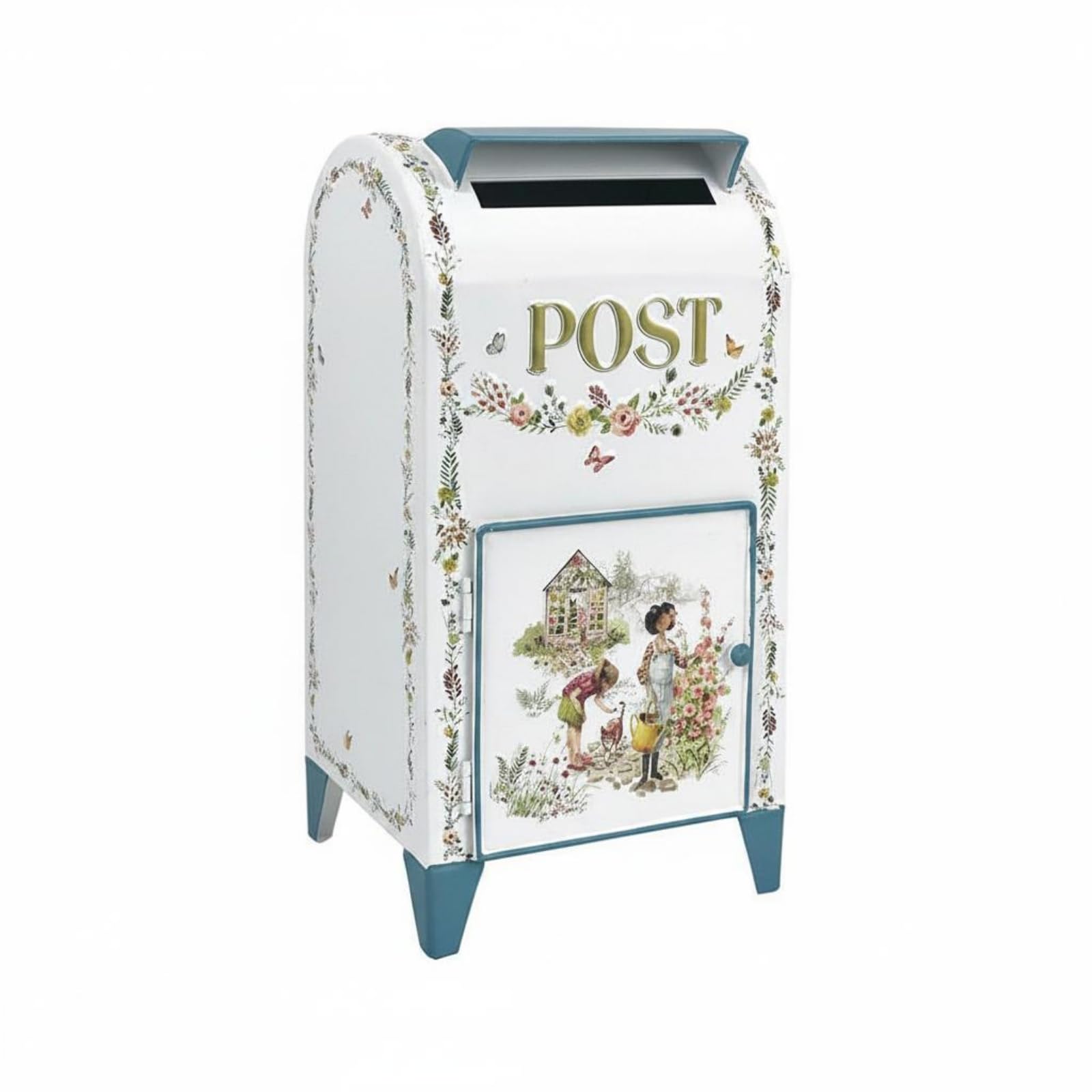 Waterproof Standing Post Box Decorative Iron Post Box Weather Resistant Outdoor Iron Postbox Easy to use, Pastoral-image-28