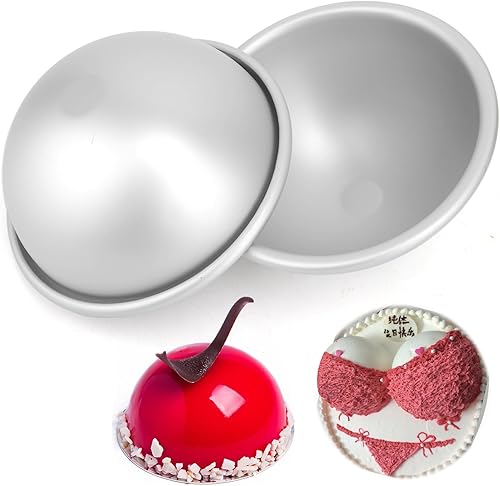 Molde para pastel de cúpula de 5 pulgadas, 2 piezas de fútbol, molde para pastel hemisferio, molde de pastel de fútbol 3D, molde de aluminio para