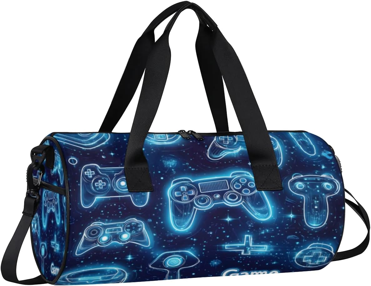 Lightweight Travel Duffle Bag Gaming Controllers Theme Gym Bag for Women Men Stylish Small Duffle Bag for Fitness Yoga Travel Overnight Sport