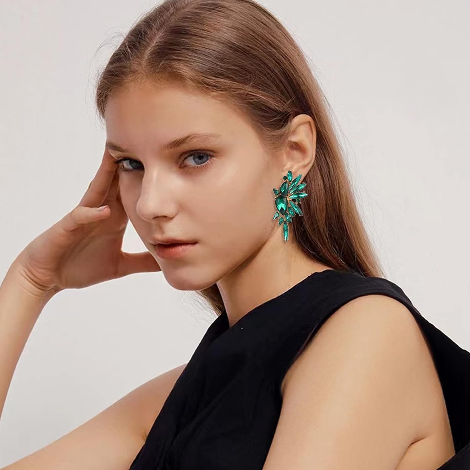 Vintage Rhinestone Statement Earrings for Women Fashion Bling Colorful Crystal Cluster Drop Dangle Earrings - Image 2