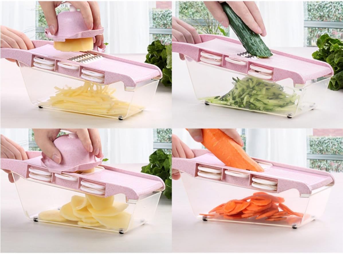 Pink Kitchen Chopper Set with Sharp Blades for Home Food Prep