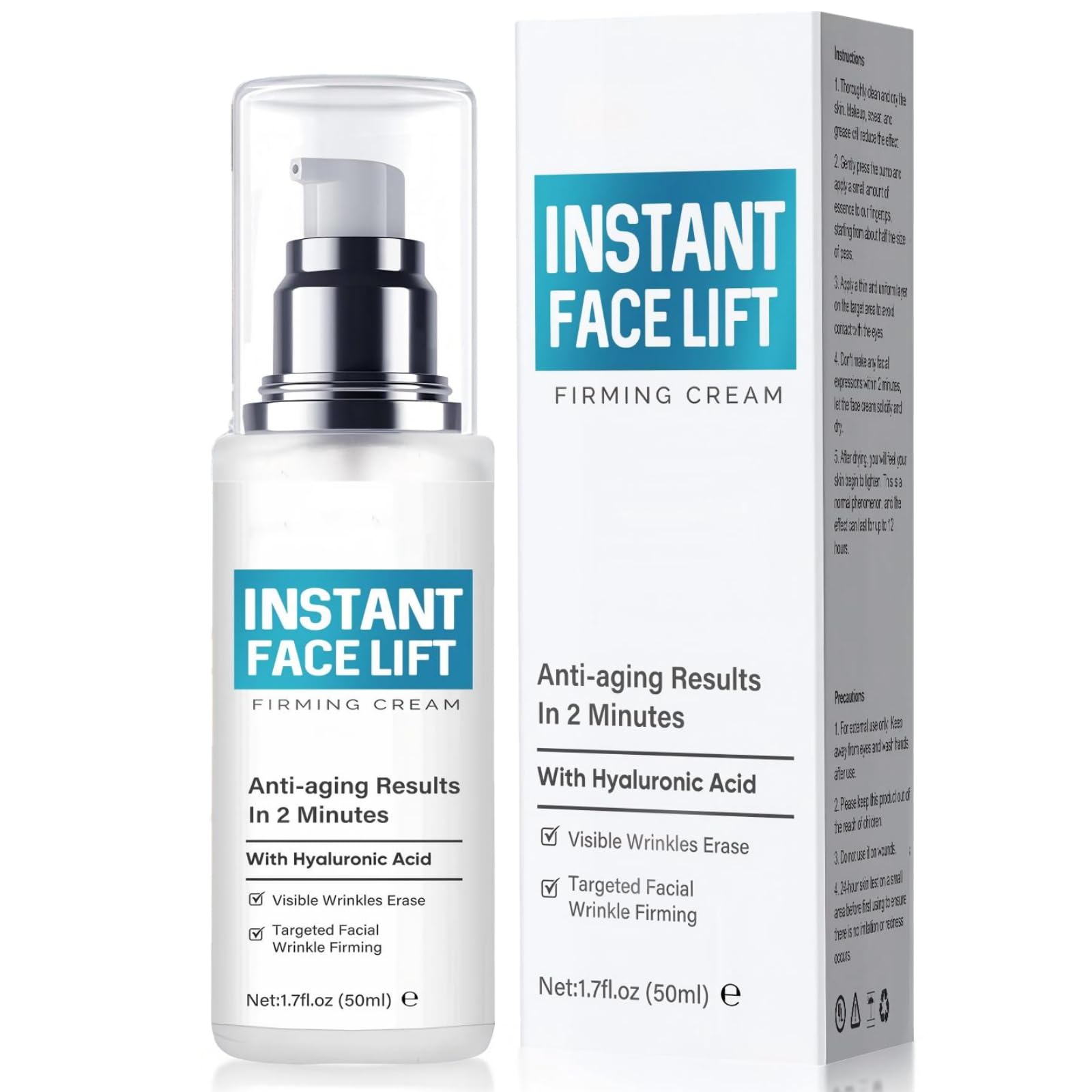 Instant Face Lift Cream, Temporary Skin Tightening Cream Smoothing Wrinkles, Fine Lines & Puffiness in 2 Minutes