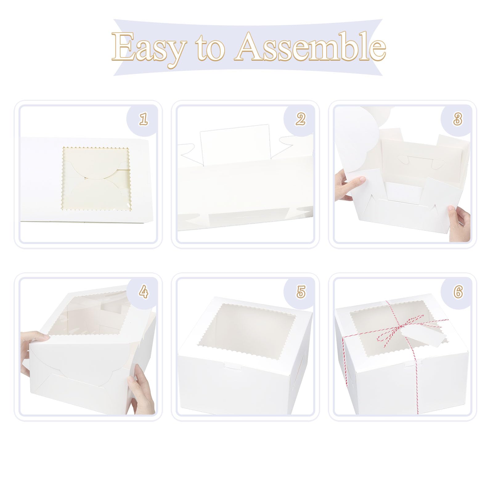 Cake Boxes with Window - 20 Pack for Cakes, Cupcakes & More -5