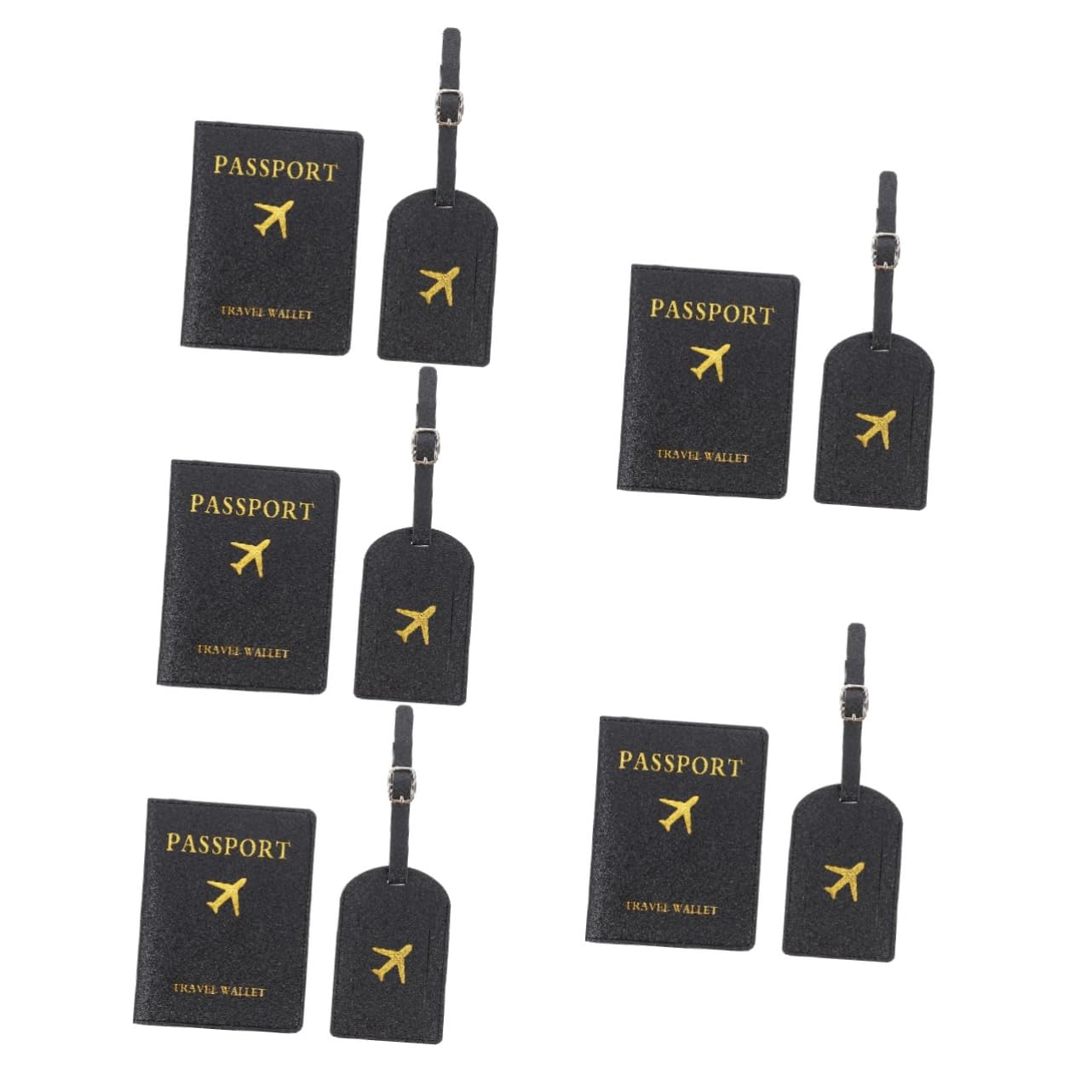 5 Set etichetta del bagaglio della copertura del passaporto etichetta per bagaglio di coppia clip per badge retrattile cartellini personalizzati medaglietta personalizzata pu Black